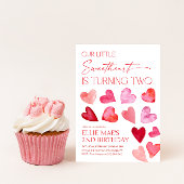 Sweetheart Valentine Hearts 2. Geburtstag Einladung