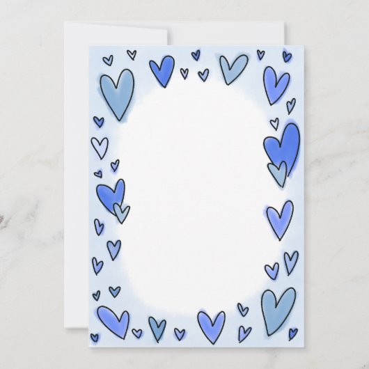 Sweetheart Valentine Hearts Blue Boy Baby Dusche Einladung (Rückseite)