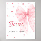Sweetheart Valentine Pink Bow Baby Shower Favorite Poster (Vorne)