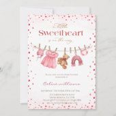 Sweetheart valentine's clothesline baby shower einladung (Vorderseite)