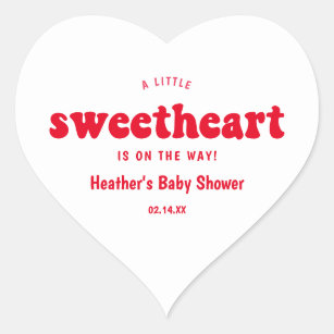 Sweetheart Valentines Day Baby Shower Herz-Aufkleber