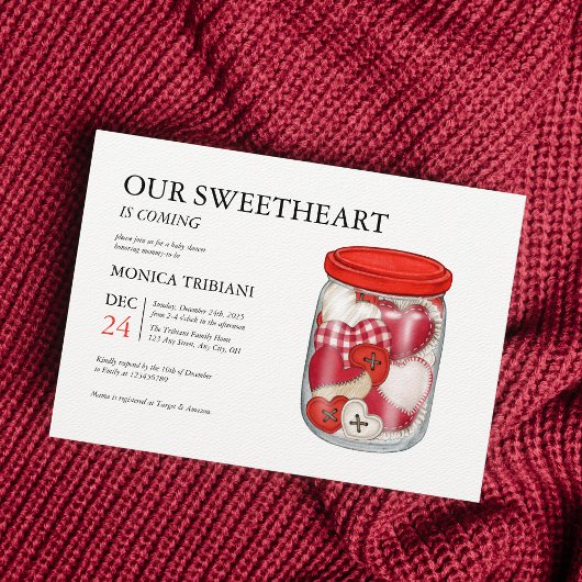 Sweetheart Valentine's day Baby Shower Minimalisti Einladung