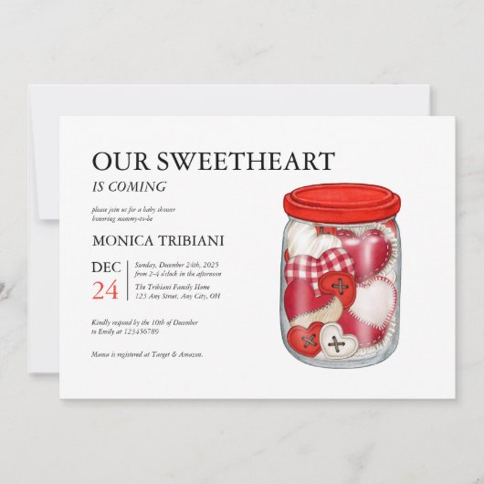 Sweetheart Valentine's day Baby Shower Minimalisti Einladung (Vorderseite)