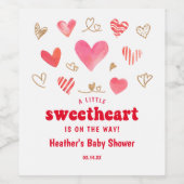 Sweetheart Valentines Day Baby Shower Weinetikett (Einzelnes Label)