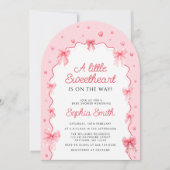 Sweetheart Valentines Pink Bow Baby Dusche Einladung (Vorderseite)