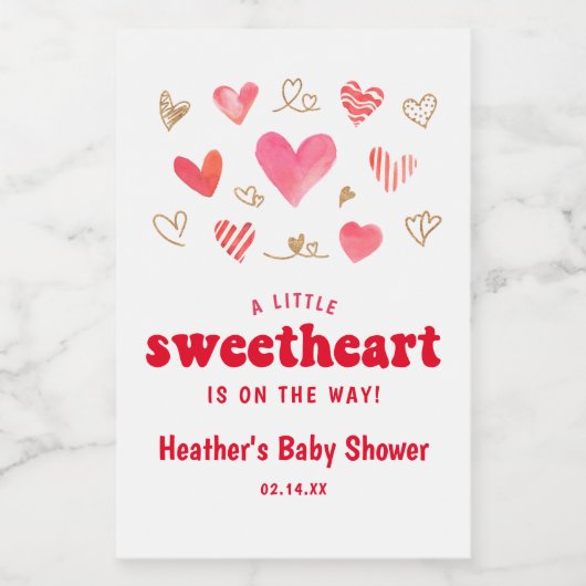 Sweetheart Valentines's Day Baby Shower Mini Weinetikett (Einzelnes Label)