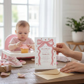 Sweetheart Watercolor Bow First Birthday QR Code I Einladung