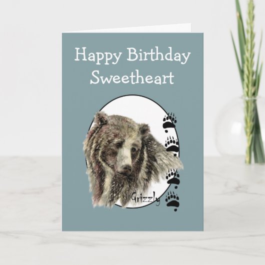 Sweetheart Wild Things Birthday Grizzly Bären Anim Karte (Vorderseite)