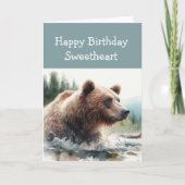 Sweetheart Wild Things Birthday Grizzly Bären Anim Karte (Vorderseite)