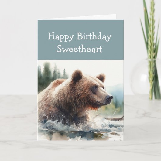 Sweetheart Wild Things Birthday Grizzly Bären Anim Karte (Vorderseite)