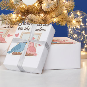 Sweethearts on the Window - Niedlich Lovebirds Sti Geschenkpapier