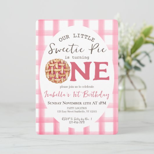 Sweetie Pie 1. Geburtstag Einladung (Stehend Vorderseite)