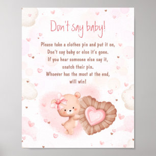 Sweetie Pink Baby Shower Say Baby Game nicht Poster