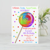Sweetie Pop Lollipop Einladung zum Geburtstag (Stehend Vorderseite)