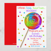 Sweetie Pop Lollipop Einladung zum Geburtstag (Vorne/Hinten)