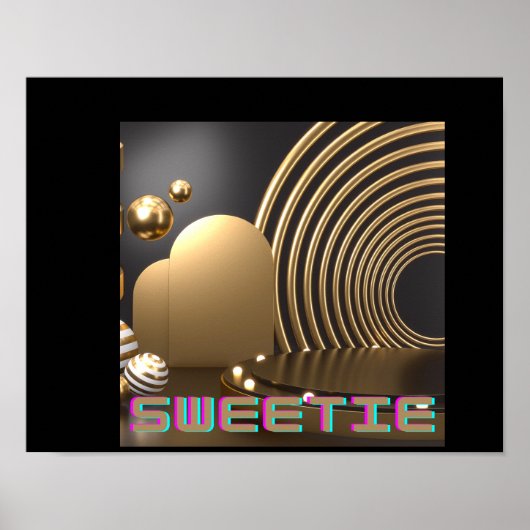 Sweetie Text Name gedruckt mit Herzform Poster (Vorne)