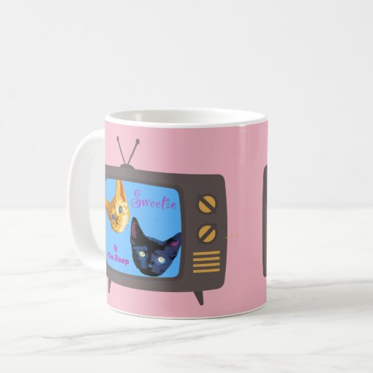 Sweetie u. die Signalton Fernsehkatzen-Tasse Kaffeetasse (Vorderseite Links)