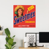 Sweetmex Orange Weslaco Texas Mexiko Vintag Poster (Heimbüro)