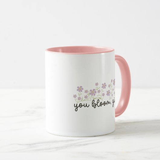 Sweetness Charming Pink You Bloom Girl Handwritten Tasse (VorderseiteRechts)