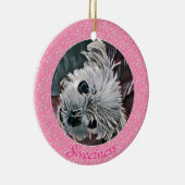 Sweetness-Pink-Puppy-Template Round- Keramik Ornament (Rechts)