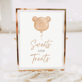 Sweets and Treats Teddy Bear Balloon Birthday  Poster