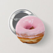 Sweets Dessert Food Pink Frosted Donut Button (Vorne & Hinten)