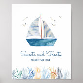 Sweets Sailboat Nautical Baby Shower Sign Poster (Vorne)