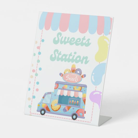 Sweets Station Food Sign Tabletop padestal Sockelschild (Vorderseite)