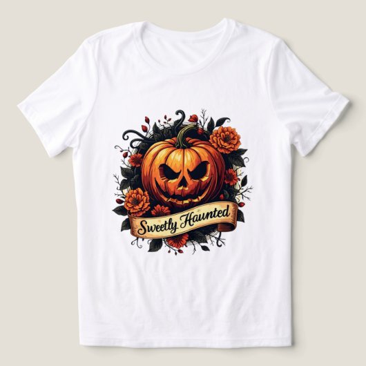 SweetSpuk Gothic Floral Pumpkin - Halloween Tri-Blend Shirt (Design Vorderseite)