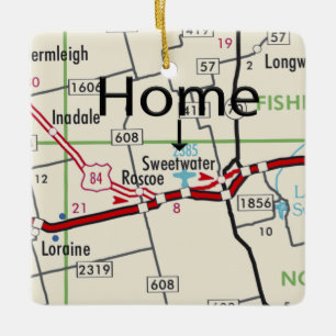 Sweetwater TX Karte Keramikornament