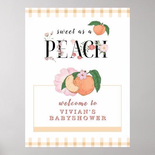 Sweety Little Peach Baby Dusche Empfang Poster (Vorne)