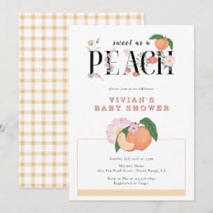 Sweety Little Peach & Floral Baby Dusche Einladung