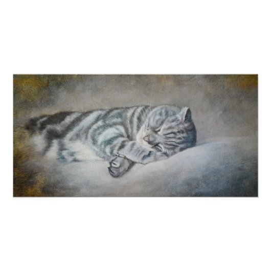 Sweety Sleeping Cat - Ölgemälde von Lukian Poster (Vorderseite)