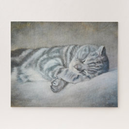 Sweety Sleeping Cat - Ölgemälde von Lukian Puzzle