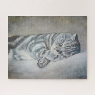 Sweety Sleeping Cat - Ölgemälde von Lukian Puzzle