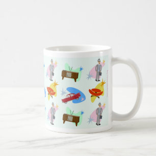 Swell Life Fun 60er Cartoon Muster Kaffeetasse