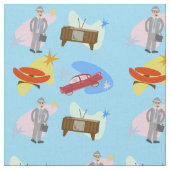 Swellsville Retro Swanky Sixties Cartoon Pattern Stoff (Nahaufnahme)