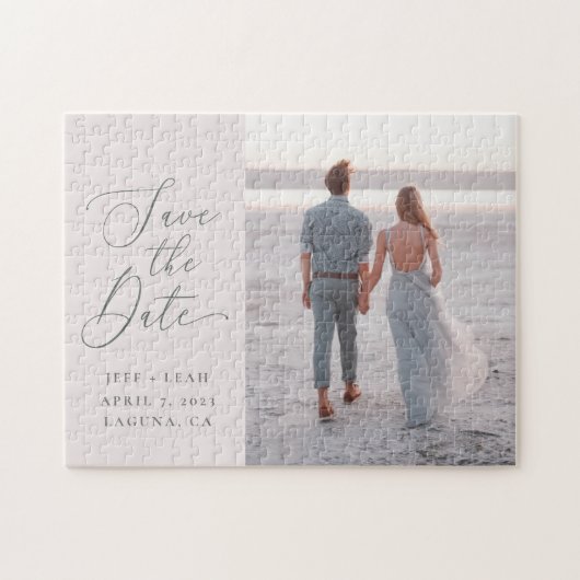 Swept Letters Save the Date Puzzle (Horizontal)