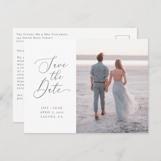 Swept Letters Save the Date (Zusätzlicher Text) Postkarte (Vorne/Hinten)