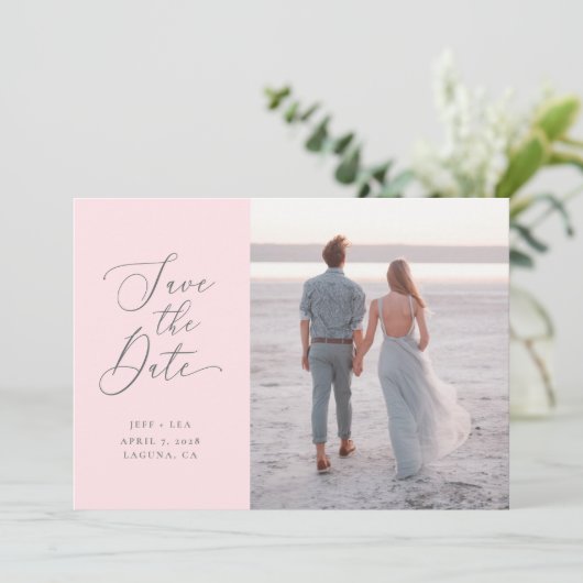 Swept Letters Schöne Save the Date mit QRCode Einladung (Stehend Vorderseite)