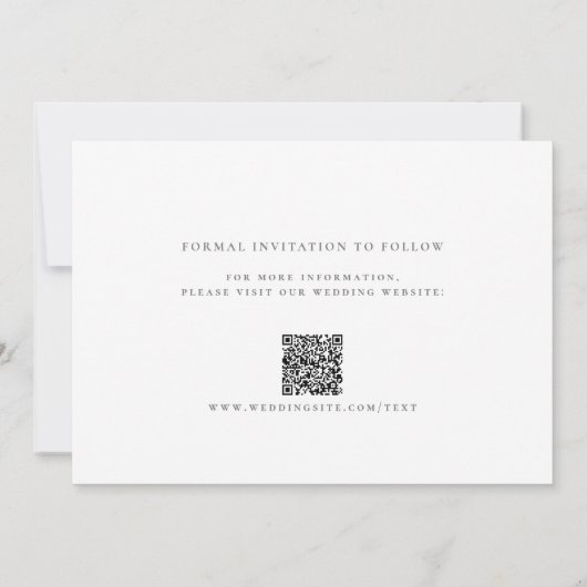 Swept Letters Schöne Save the Date mit QRCode Einladung (Rückseite)