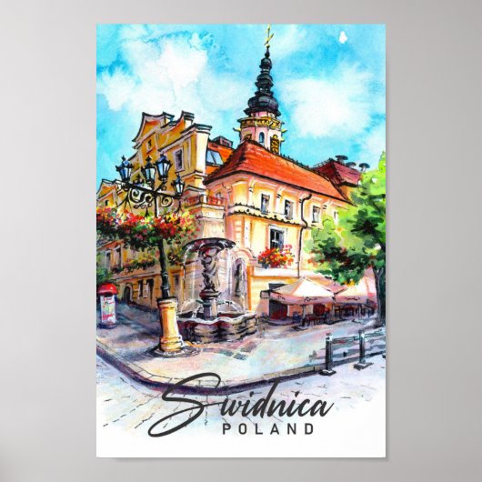 Swidnica Polen Wasserfarbenmalerei Reisen Poster (Vorne)