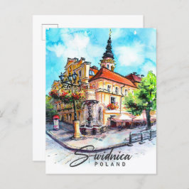 Swidnica Polen Wasserfarbenmalerei Reisen Postkarte