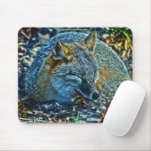Swift Fox Asleep auf Blätter Wildlife Mousepad (Mit Mouse)