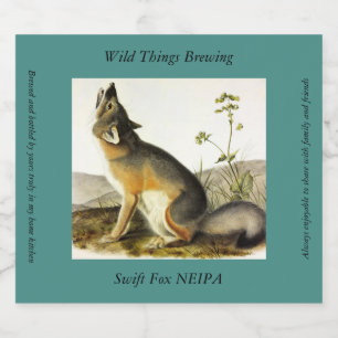Swift Fox (Vulpes Velox) von Audubon Quadrupeds Bierflaschenetikett