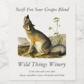 Swift Fox (Vulpes Velox) von Audubon Quadrupeds Weinetikett (Einzelnes Label)