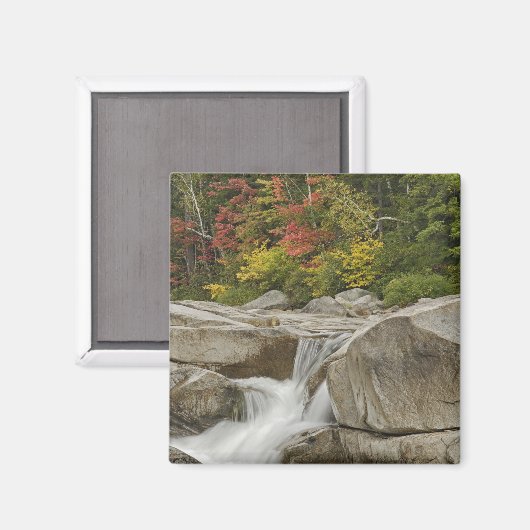 Swift River kaskadiert durch Felsen, White Magnet (Vorderseite/Rückseite)