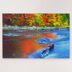 Swift River spiegelt Herbstfarben Puzzle