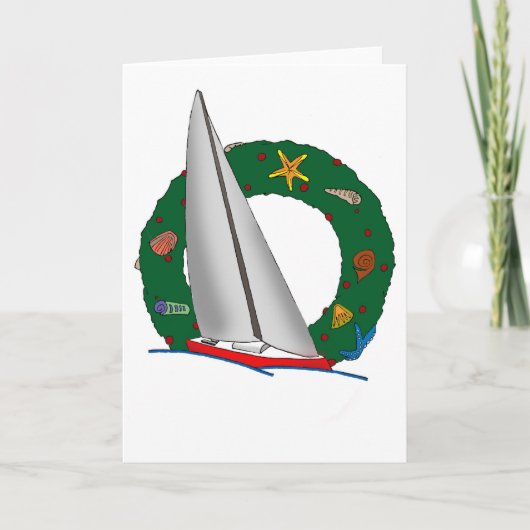 SWIFT SAILBOAT WREATH FEIERTAGSKARTE (Vorderseite)
