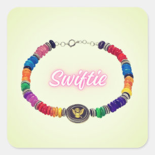 Swiftie-Perlen – Pastell-Memory-Kette Konzept Quadratischer Aufkleber
